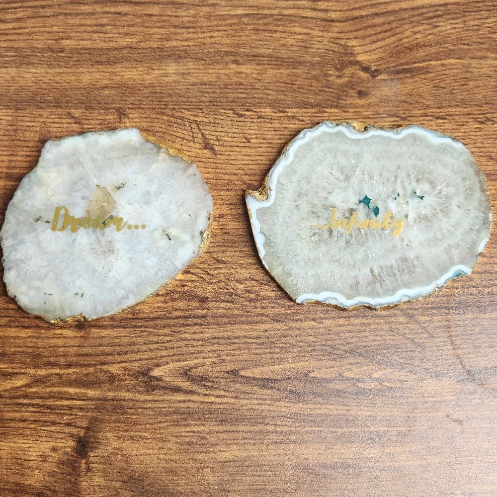 Dream and Infinity Gold-Foiled Geod Slices/Coasters/Trays